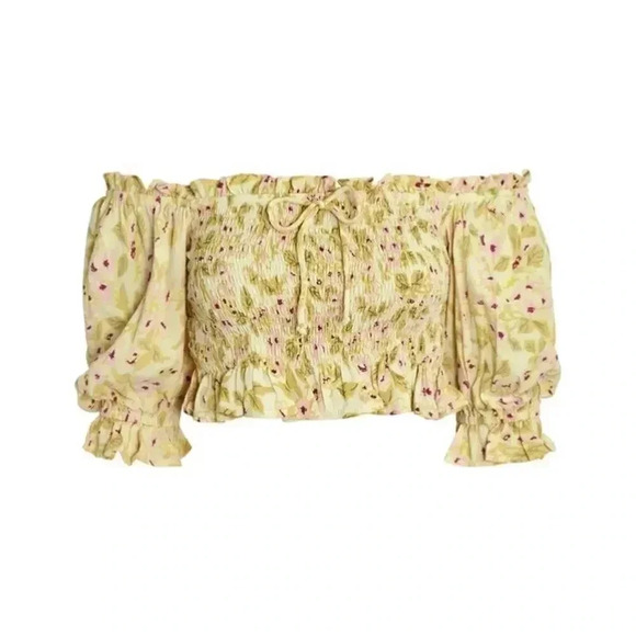 1112 NWT Faithful The Brand Isadora Puff Sleeve Crop Top Size US 2 - Picture 1 of 7